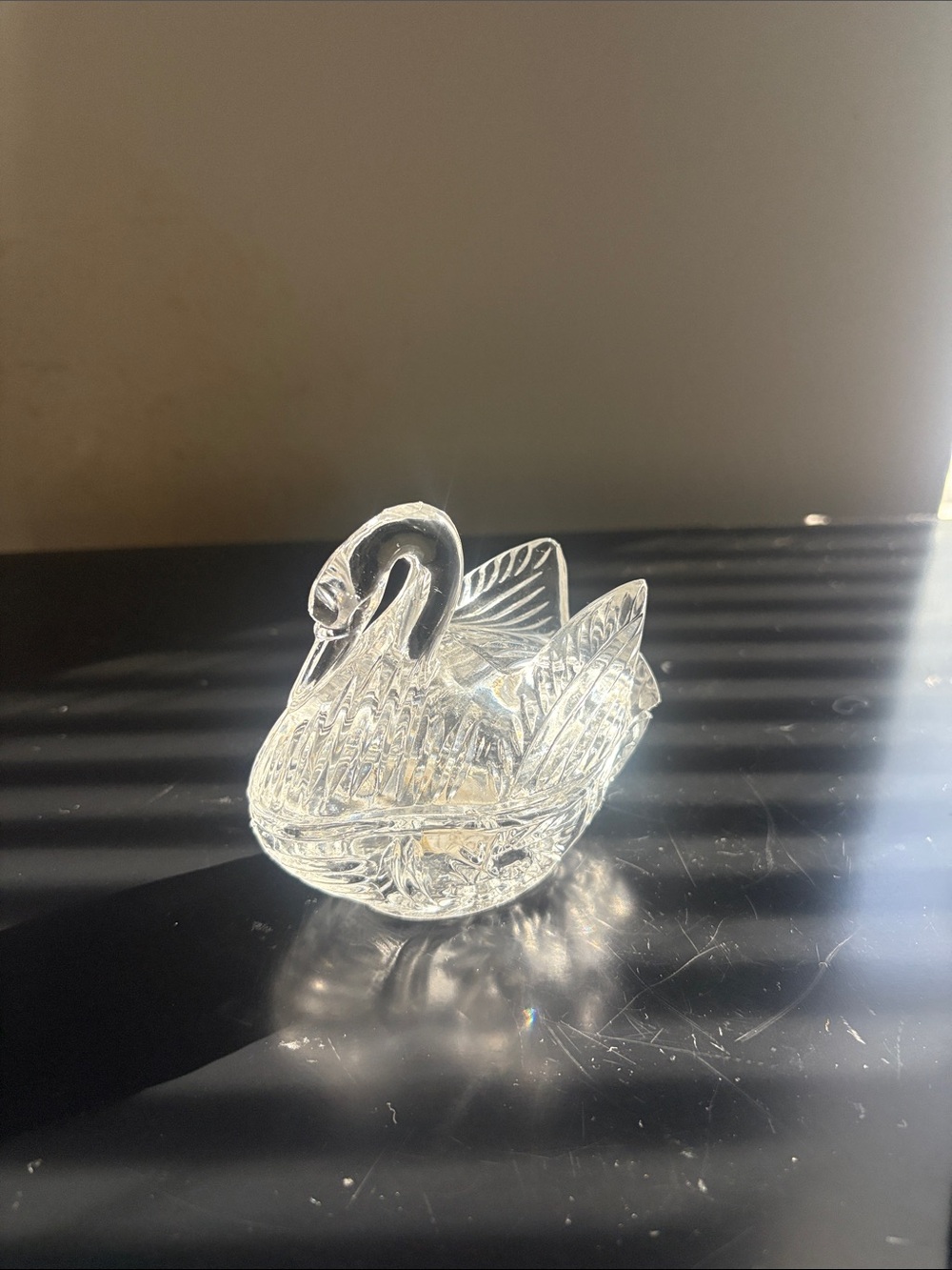 Crystal Glass Swan Figurine  candy dish